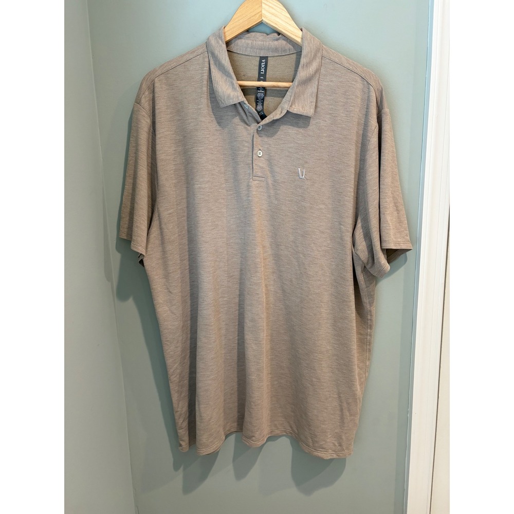 Vuori Strato Tech Polo Mens XXL Heathered Tan Short Sleeve Performance Shirt